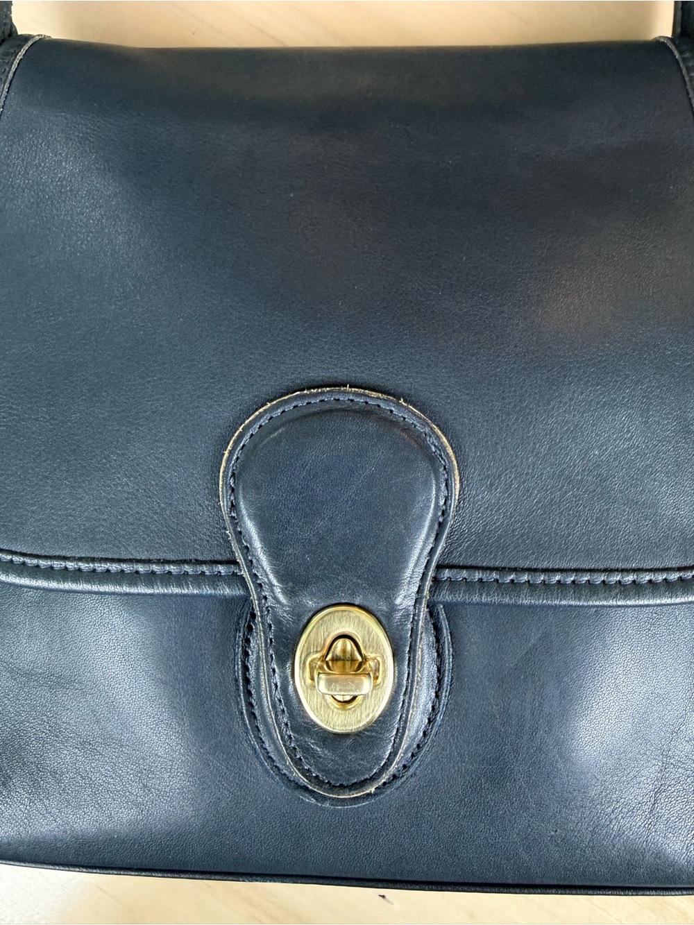 VINTAGE Coach Shelburne Flap 9038 Navy Blue Leather Crossbody + Dust Bag - MINT - Picture 13 of 14
